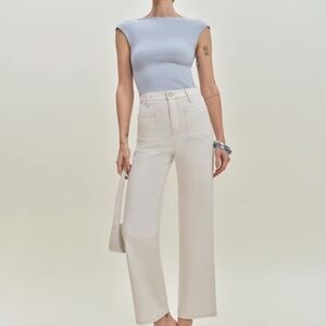 Alyssa Stretch High Rise Wide Leg Cropped Jeans Size 32 NWOT